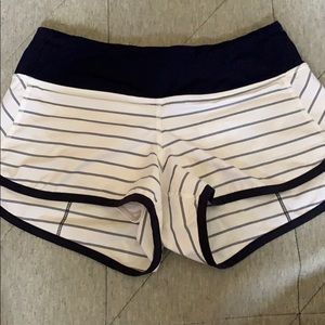 White and grey stripped athletic short